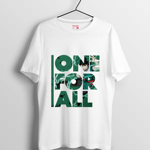 我的英雄學院 系列 T-shirt + 立牌 (優惠套裝) - "One For All" 綠谷出久 (白色)+ 麗日御茶子及飯田天哉立牌
