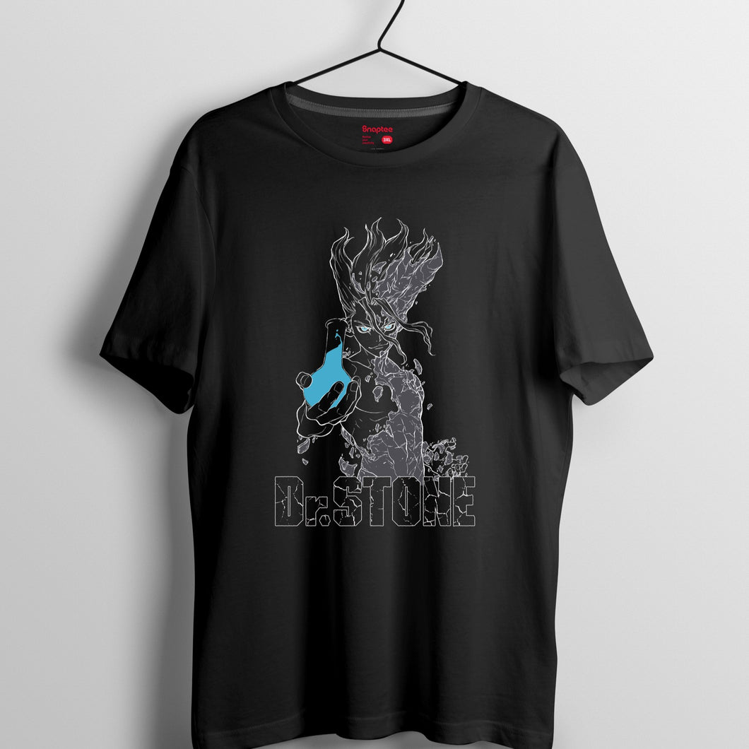 Dr. Stone 系列 T-shirt - 石神千空 - 暗紋 (黑色)